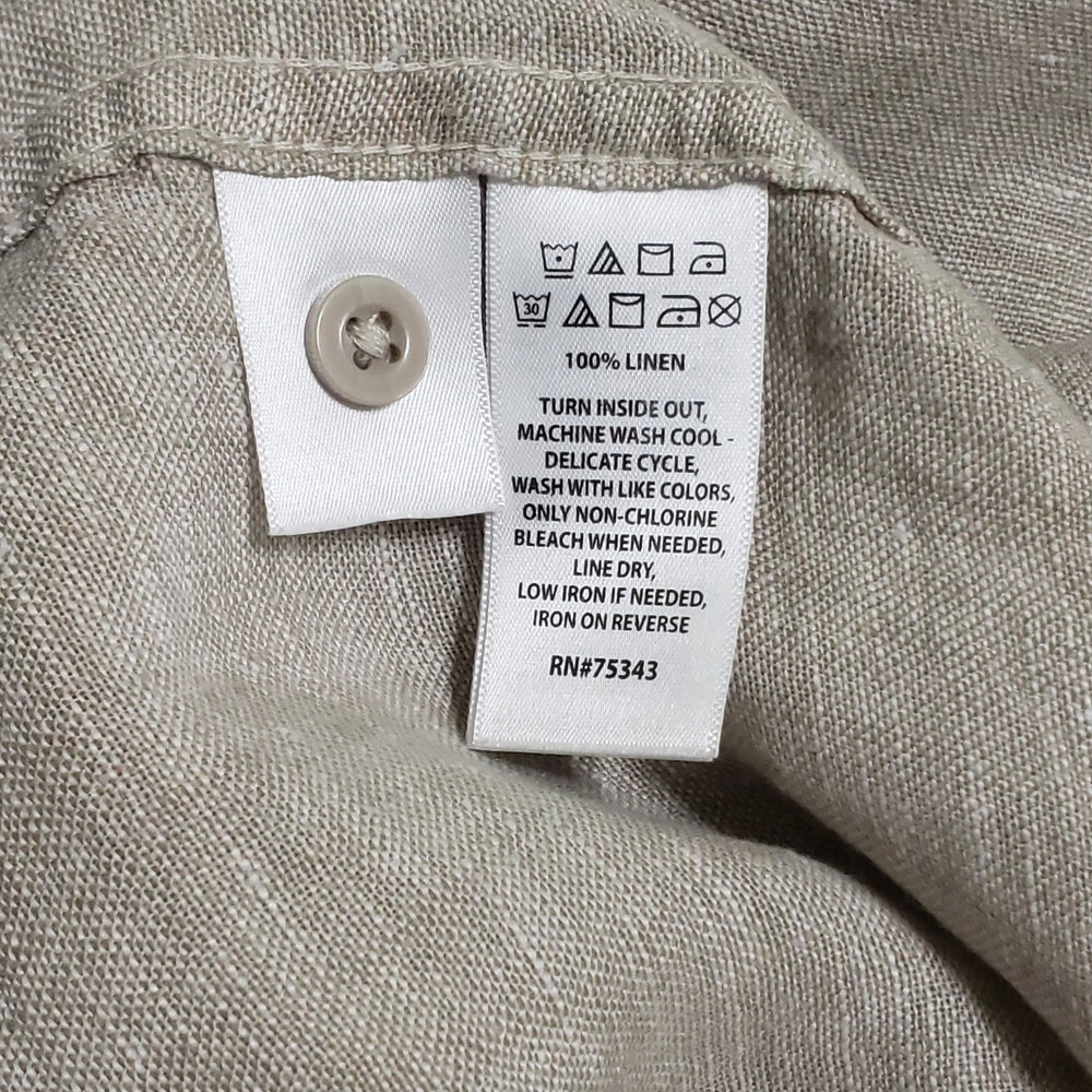 Panama Jack Mens Tan 100% Linen Short‎ Sleeve Button Down Shirt Size XL - Picture 5 of 10